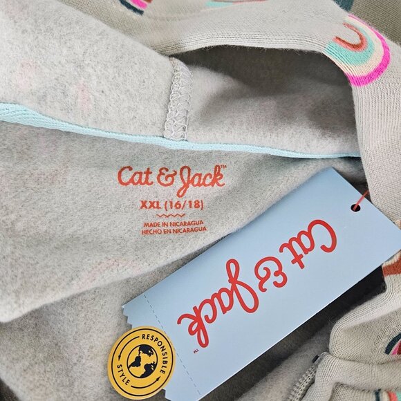 Cat & Jack Girls Printed Zip-Up Fleece Jacket Hoodie Size XXL (16/18) School - Picture 10 of 11